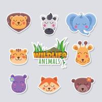 schattige dieren in het wild sticker vector