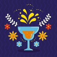 Mexicaanse cocktail met bloemen vectorontwerp vector