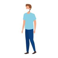 jonge man met gezichtsmasker geïsoleerd pictogram vector