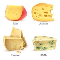 Quality Cheese 4 Realistic Images Set vector