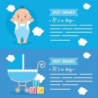 set babyshowerkaarten met decoratie vector