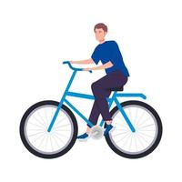 jonge man in fiets avatar karakter pictogram vector