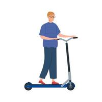 jonge man in scooter avatar karakter vector