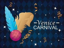 Venetië carnaval met veren en decoratie vector