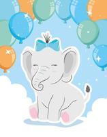 schattige olifant met ballonnen helium decoratie vector