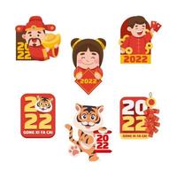 set chinees nieuwjaar 2022 sticker vector