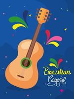 poster van braziliaans carnaval met gitaar en decoratie vector