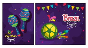 set van poster carnaval brazilië met decoratie vector
