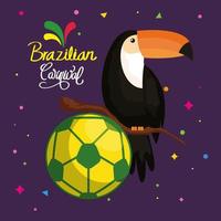 poster van braziliaans carnaval met balvoetbal vector