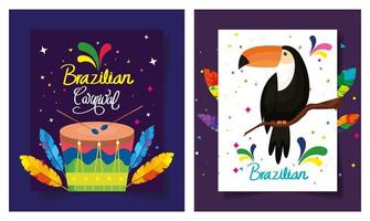 set van poster carnaval brazilië met decoratie vector