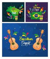 set van poster carnaval brazilië met decoratie vector