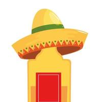 geïsoleerde Mexicaanse tequilafles met hoed vectorontwerp vector