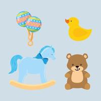 stel schattige iconen van babyshower in vector