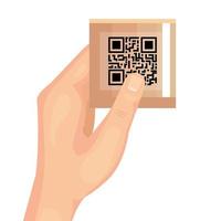 hand met qr-code vectorontwerp vector