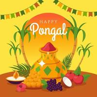 gelukkig pongal concept vector