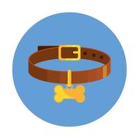 halsband voor hond met bot in frame cirkelvormig geïsoleerd pictogram vector