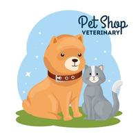 dierenwinkel dierenarts met kat en hond vector