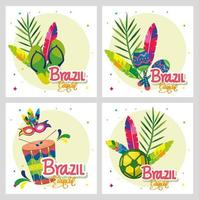 set van poster carnaval brazilië met decoratie vector