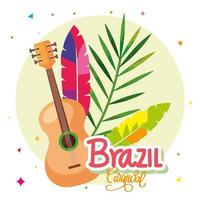 poster van brazilië carnaval met gitaar en decoratie vector