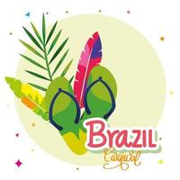 poster van carnaval brazilië met slippers en decoratie vector