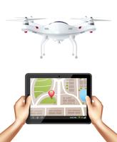Quadrocopter en handen met Tablet vector