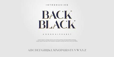 terug zwarte abstracte mode lettertype alfabet. typografie lettertype. vector illustratie