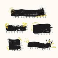 verzameling zwarte quote boxes. abstracte grunge penseelstreken voor tekst. vector illustratie