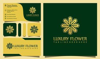 goud elegante schoonheid bloem luxe logo's ontwerp vectorillustratie met lijn kunststijl vintage modern bedrijf visitekaartje sjabloon vector