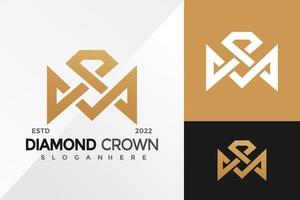 luxe diamanten kroon logo ontwerp vector illustratie sjabloon