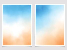blauwe lucht en zandstrand abstract aquarel achtergrond bruiloft uitnodiging of verjaardag kaart sjabloon lay-out 5 x 7 eps10 vectoren illustratie