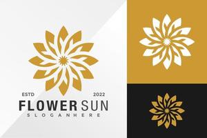 bloem zon logo ontwerp vector illustratie sjabloon