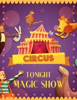 Reizende Circus Magic Show aankondigingsaffiche vector