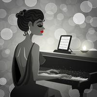 Vrouw bij piano vector