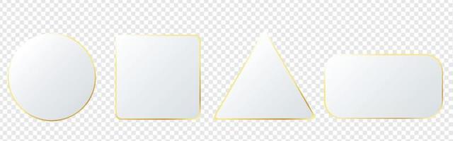 realistische collectie gouden geometrische figuren op transparante achtergrond. geometrische vormen vector