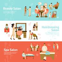 Mensen In Schoonheid En Spa Salon Horizontale Banners vector