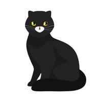 schattig kat zwart geïsoleerd pictogram vector