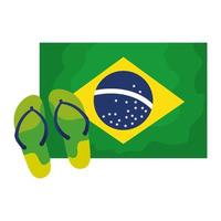 teenslippers met geïsoleerde vlag van Brazilië vector