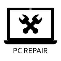 pc reparatie op witte achtergrond vector