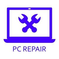 pc reparatie op witte achtergrond vector