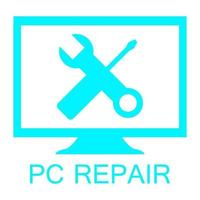 pc reparatie op witte achtergrond vector