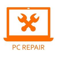 pc reparatie op witte achtergrond vector