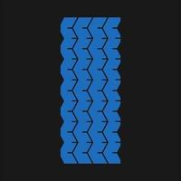 track loopvlak blauw rgb kleur icoon. gedetailleerde auto-, motorbandensporen. autowielspoor met dunne groeven. auto bandenspoor. geïsoleerde vectorillustratie op zwarte achtergrond vector