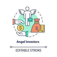 engel investeerders concept icoon. financiële ondersteuning van kleine bedrijven. product opstarten lancering particuliere financiering abstracte idee dunne lijn illustratie. vector geïsoleerde omtrek kleur tekening. bewerkbare streek