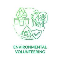 milieu vrijwilligerswerk groen kleurverloop concept icoon. maatschappelijke participatie. ondersteuning van ecologie, liefdadigheidsinstelling natuur abstracte idee dunne lijn illustratie. vector geïsoleerde omtrek kleur tekening