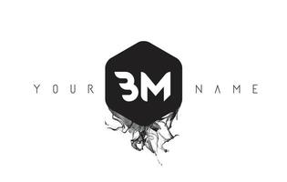 bm letter logo-ontwerp met zwarte inktverspilling vector