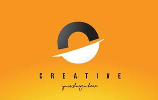 o letter modern logo-ontwerp met gele achtergrond en swoosh. vector