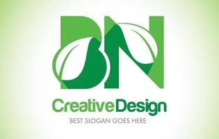 bn groen blad brief ontwerp logo. eco bio blad letter pictogram illustratie logo. vector
