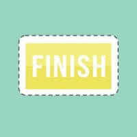 finish sticker in trendy lijn gesneden geïsoleerd op blauwe achtergrond vector