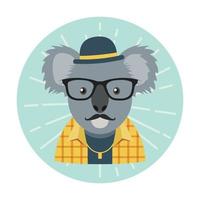 hipster koala avatar vector