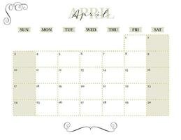 april elegante 2022 maandelijkse kalenderplanner afdrukbaar vector